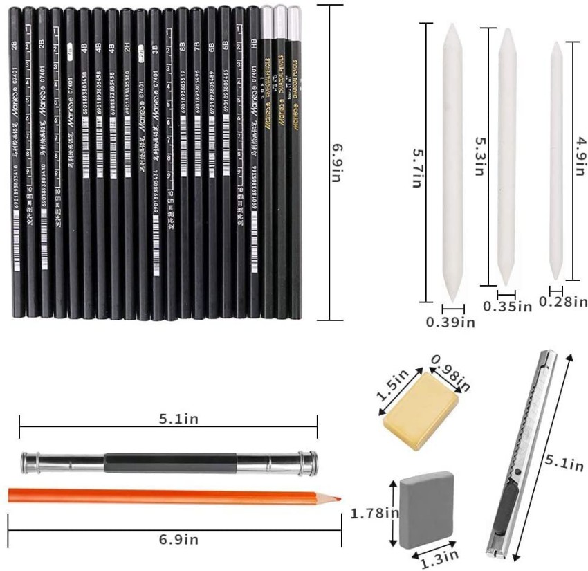 Corslet 104 Pc Sketching Kit Drawing Pencils for Artists Kit  72 Colour Pencils Set - Sketch Penil Set With Color Pencil Set