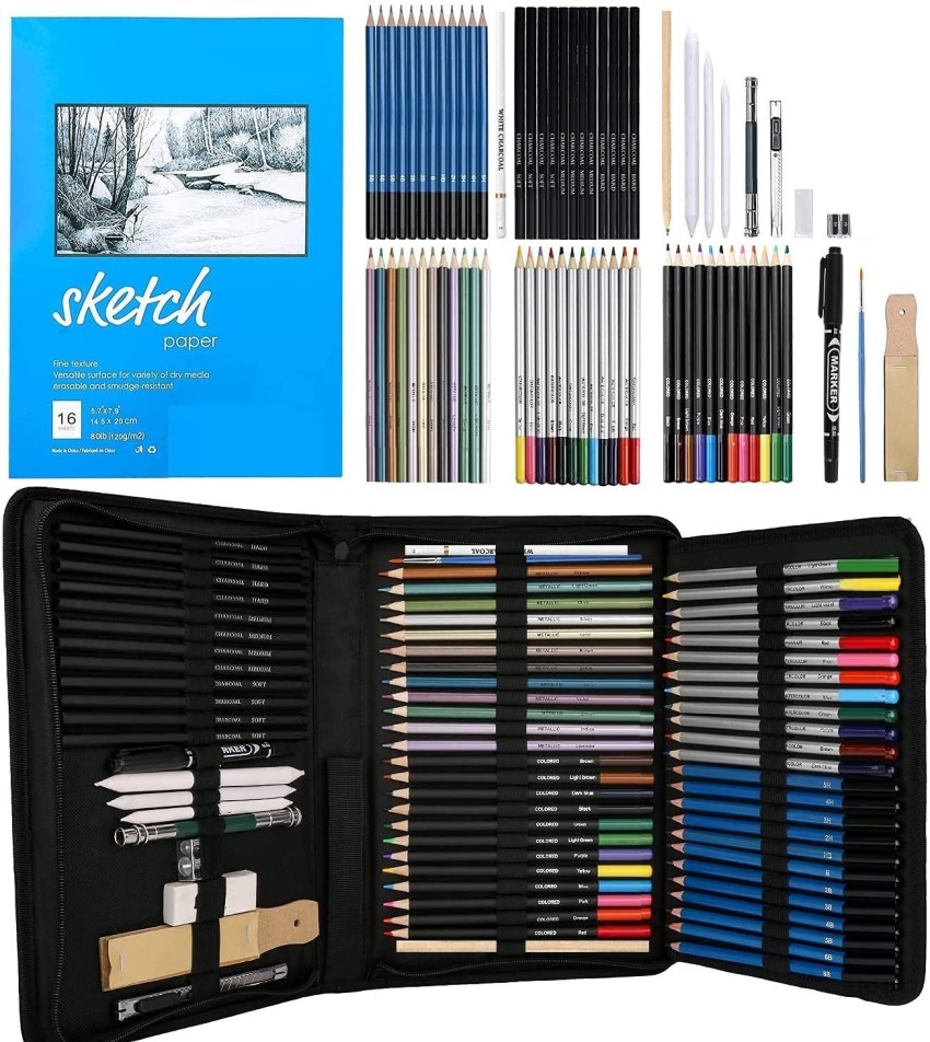 Corslet 155 Pc Drawing Kit 12 Sketch Pencils Set