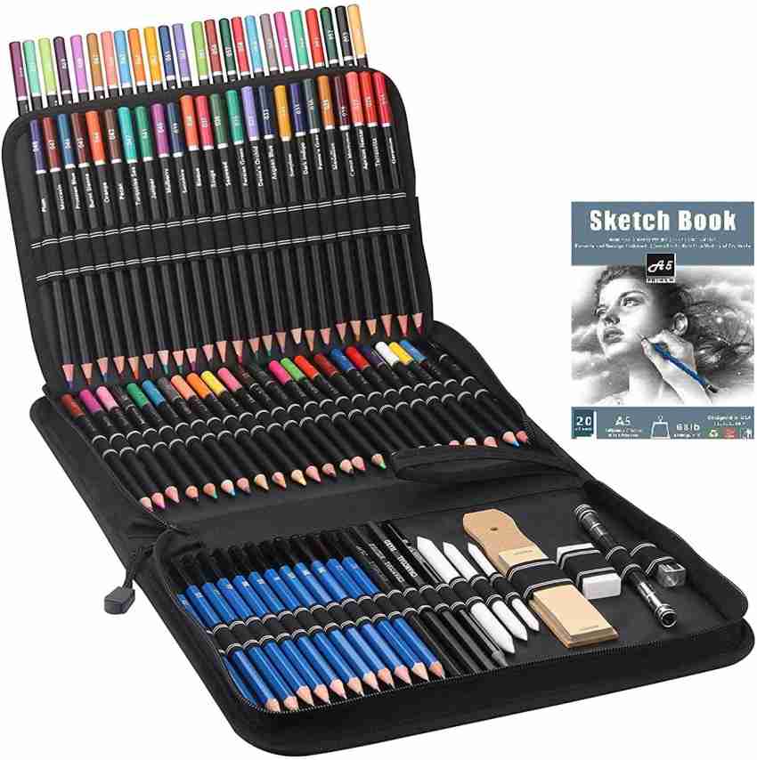 KNAFS 42 Pcs Sketching and Drawing Professional Art Tool Kit  Set with Zippered Carrying Case. - Drawing Professional Art Tool Kit