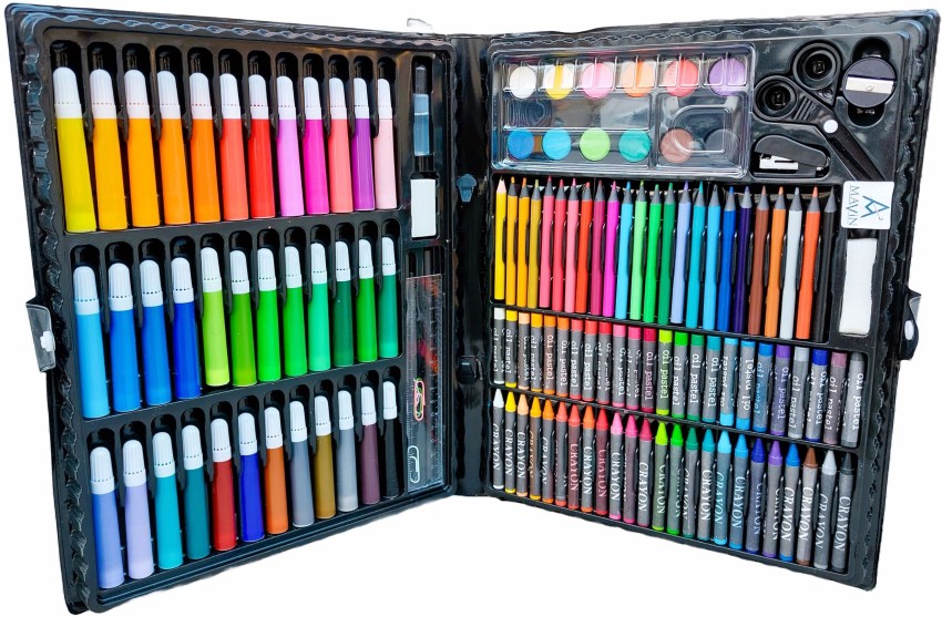 VICHITRA SALES 42 pcs Color Set Crayon Color Oil Pestal  Sketch Pen Water Color with Brush - COLOUR SET