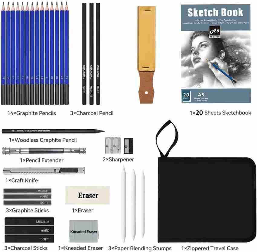 Black Wood Sketching Pencil Shading 35 Pcs Sketching And Drawing Pencil Kit,  Packaging Size: 20 X 10 X 5 Centimeters