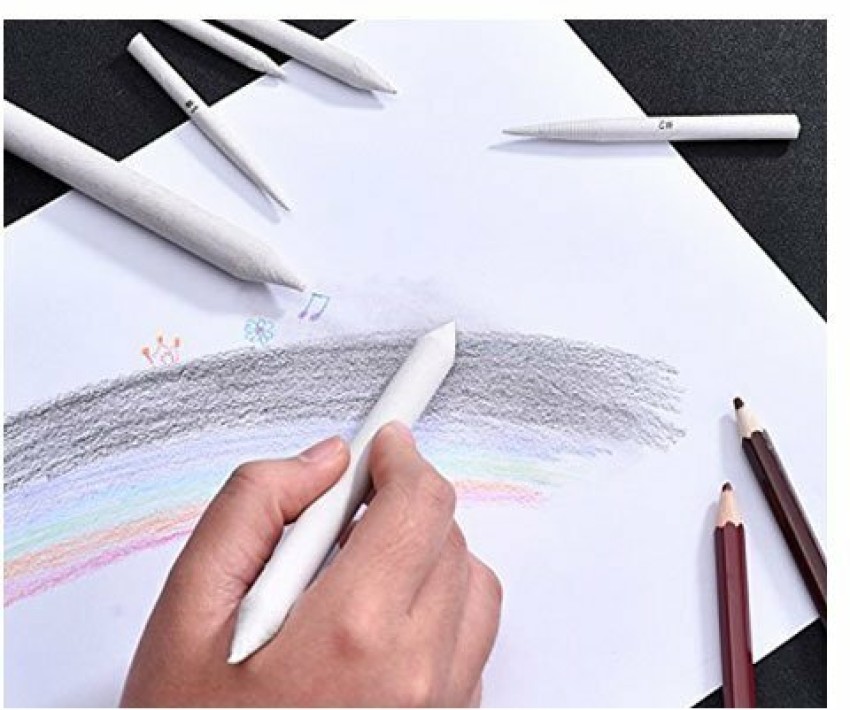 Definite White Paper Blending Stump and Tortillion for  Student Artists Sketching Drawing Shading Art Pastel & Charcoal - Set of 6  - Paper Stump Set For Shading