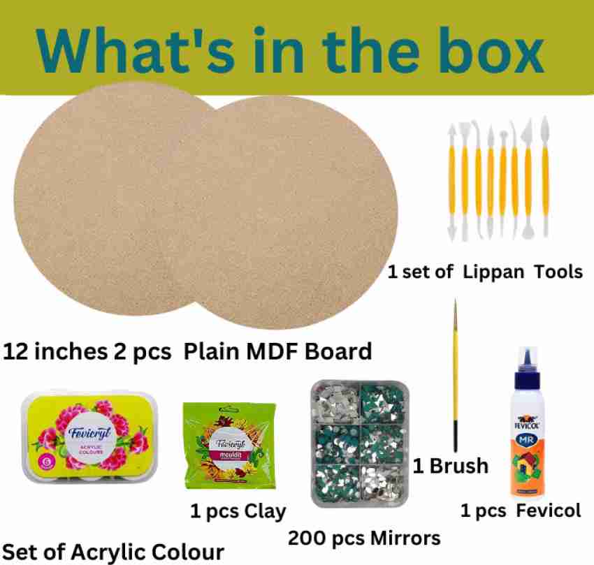 Decordial lippan art materials kit with 8 Round MDF DIY kit (1pcs