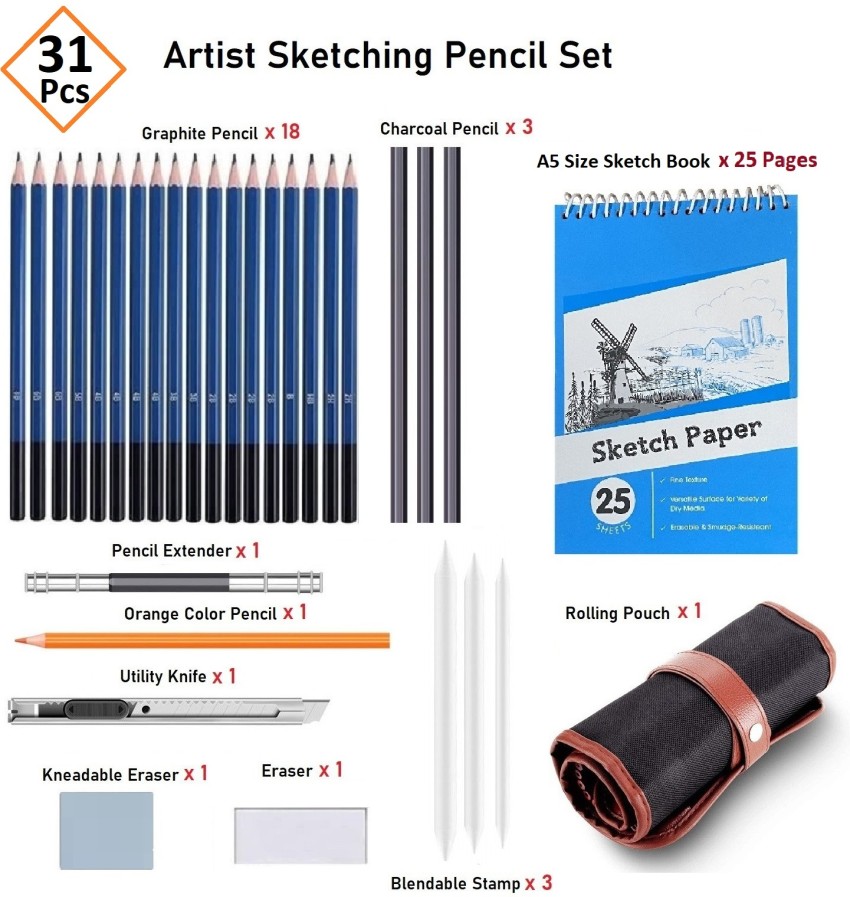 Wynhard 145 Pcs Artist sketch pencil set Drawing