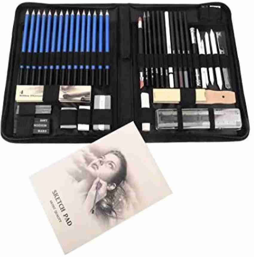 60Pcs/Set Professional Sketch Pencil Charcoal Brush Wooden Box