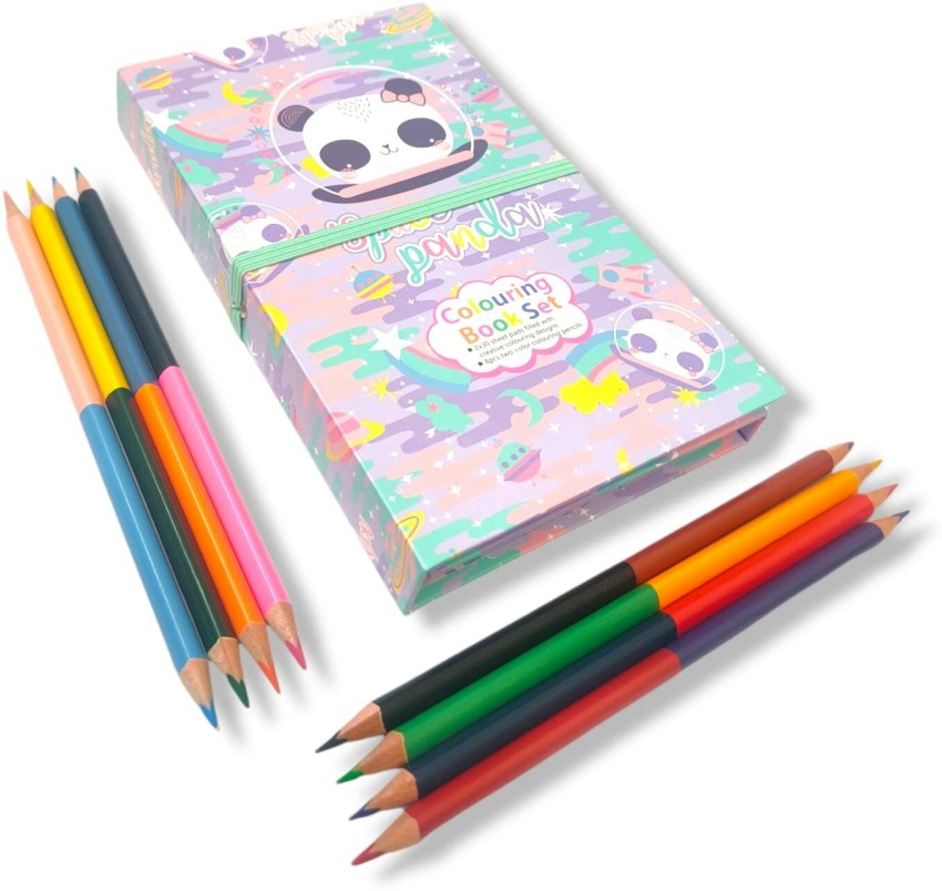 Coloring Book Set with 2 in 1 8 Color Pencils for Scratch