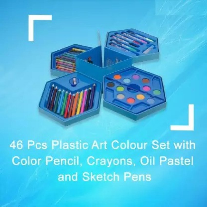 46 Pcs Drawing Set for Kids ,Set with Color Box, Pencil Colors