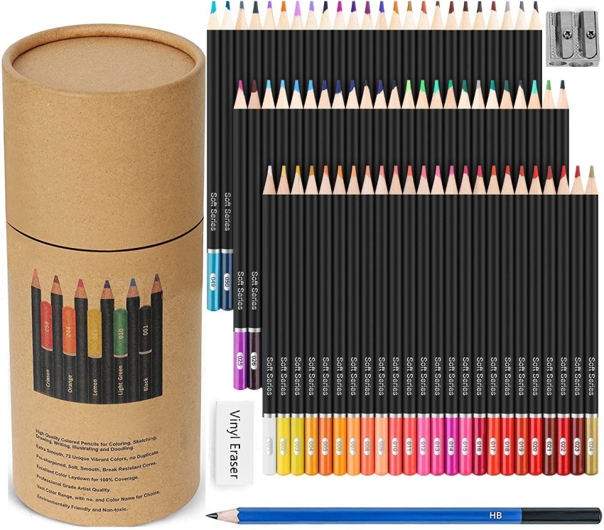 Soucolor 72 Pcs Drawing pencil set , Color Pencil Set Round  Shaped Color Pencils - Colour Pencils Set with Box