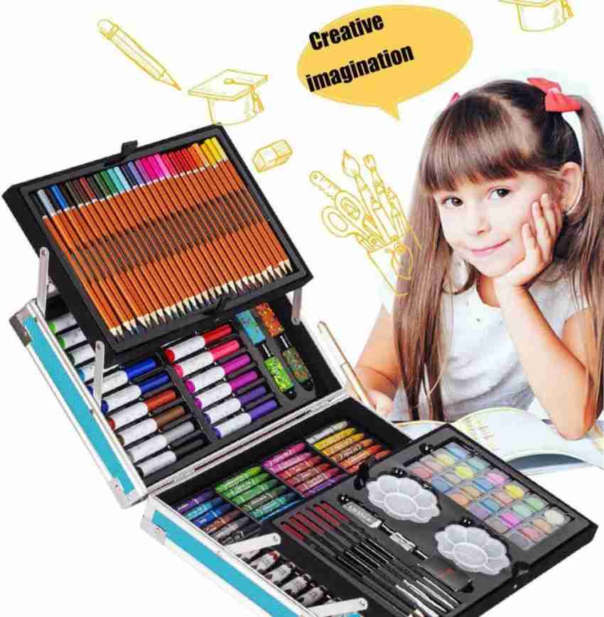 HEZKOL 145 Pcs Deluxe Art Supplies Kit in Portable Case  Painting & Drawing Set for Kids - Drawing Art Kit