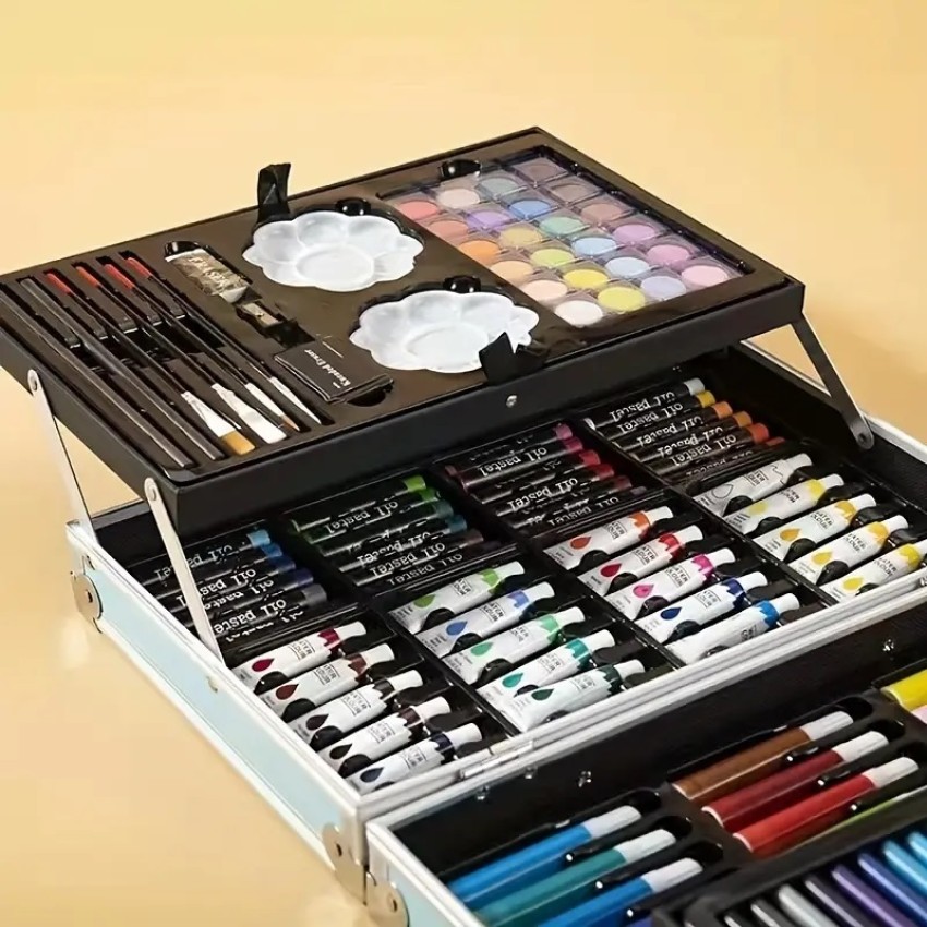 145pc Artists Aluminium Art Case Colouring Pencils Painting Set