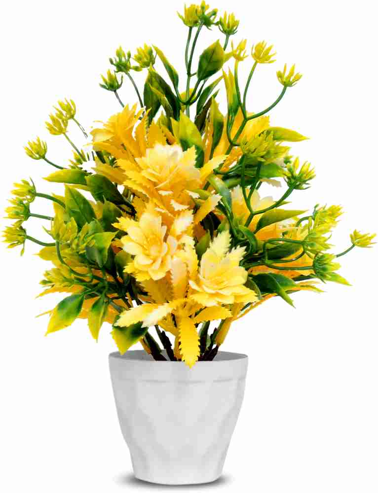 Fake yellow flowers in vase deals