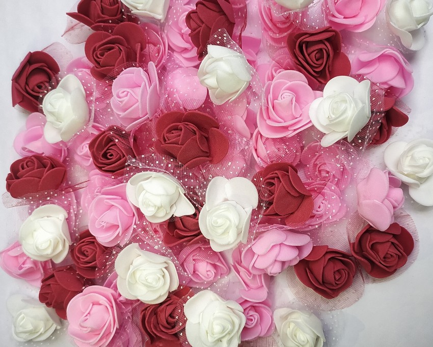 144 Pack  Pink Paper Mini Craft Roses, DIY Craft Flowers With