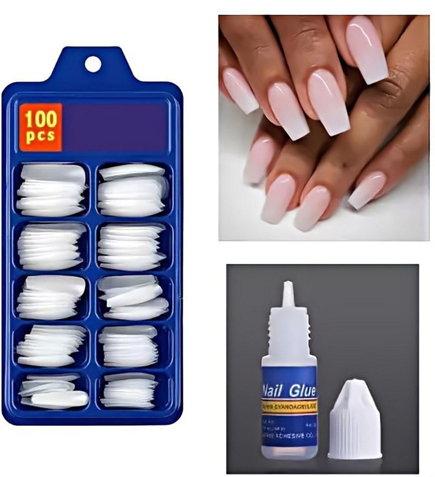 Makartt Press On Nails Kit, Glue on Nails Acrylic Nail Tips Fake Nails 12  Sizes 24 Pcs Coffin False Nails with Nail Glue Stick Adhesive Tabs Mini  File Manicur