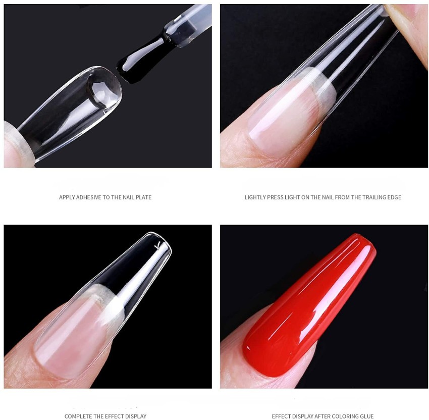 4-in-1 Nail Glue and Mini Lamp with 500Pcs Nail Tips Kit(Coffin/Square