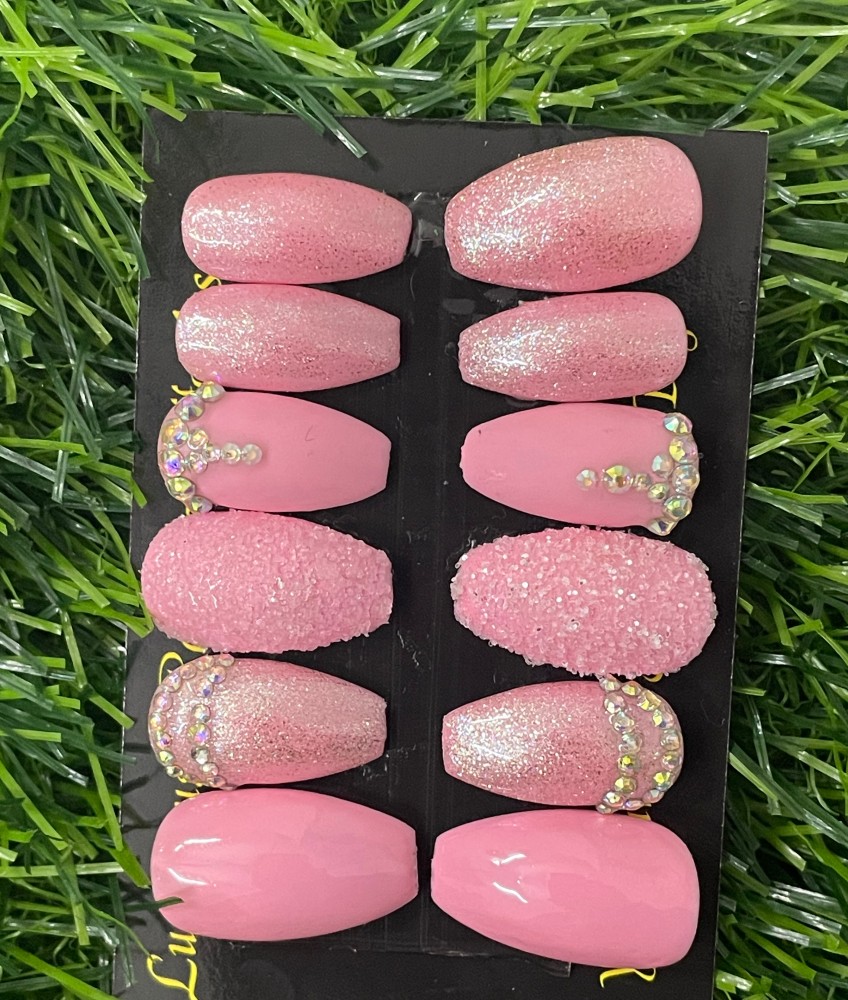 Buy Secret Lives Acrylic Designer Artificial Fake Nails Extension Matte  Nude and Maroon Golden Glitter Design 24 pcs Set with Kit Online at Best  Prices in India - JioMart.