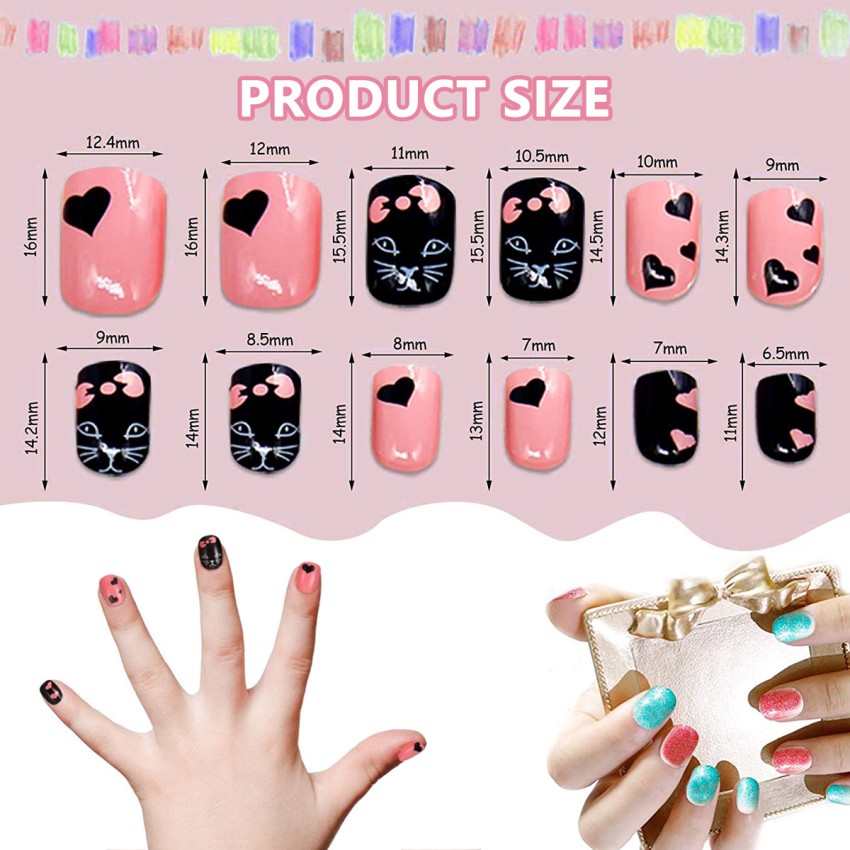 Buy NewAir Pink Cat: False Nails for Kids 24 Pcs Press On Girls Cute Fake  Nails Tips Online at Low Prices in India - Amazon.in