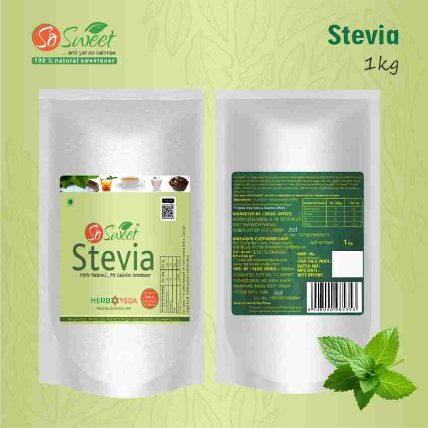 SO SWEET Stevia Powder Combo 1kg & 250gram Sugar-Free 100% Natural Zero  Calorie Sweetener Price in India - Buy SO SWEET Stevia Powder Combo 1kg &  250gram Sugar-Free 100% Natural Zero Calorie