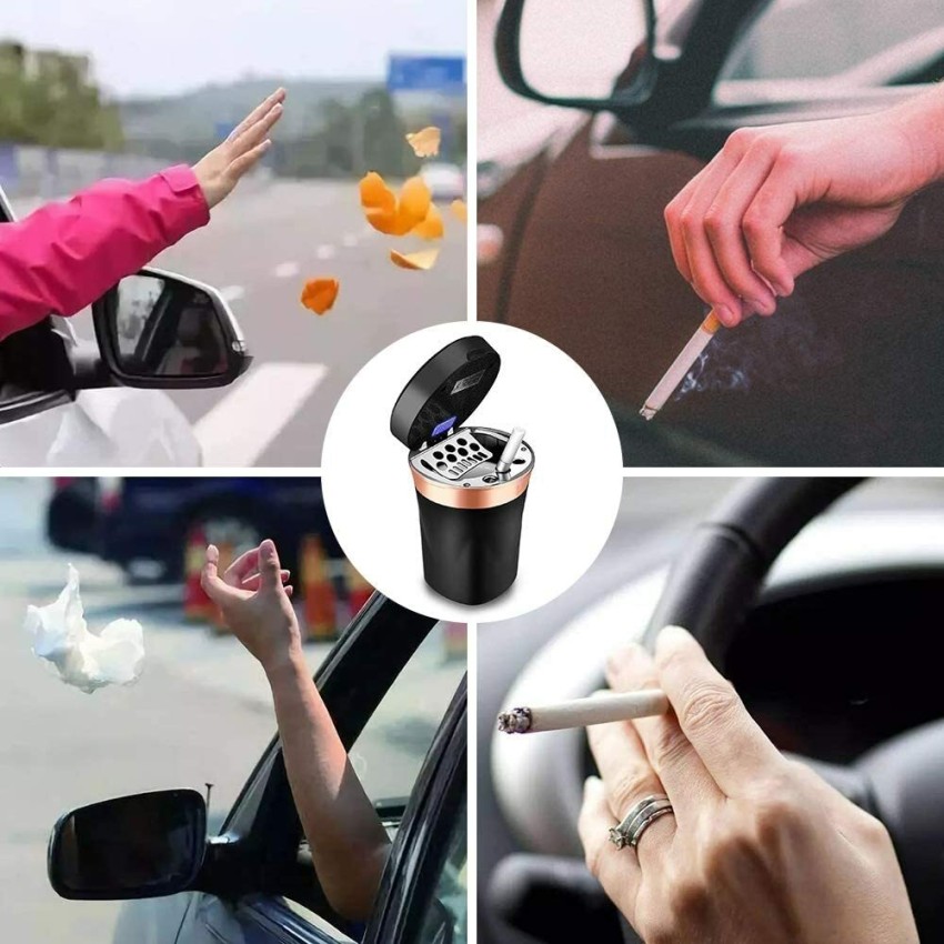 Hoodinter Ashtray with LED and Inbuilt Lighter for All Car Cup