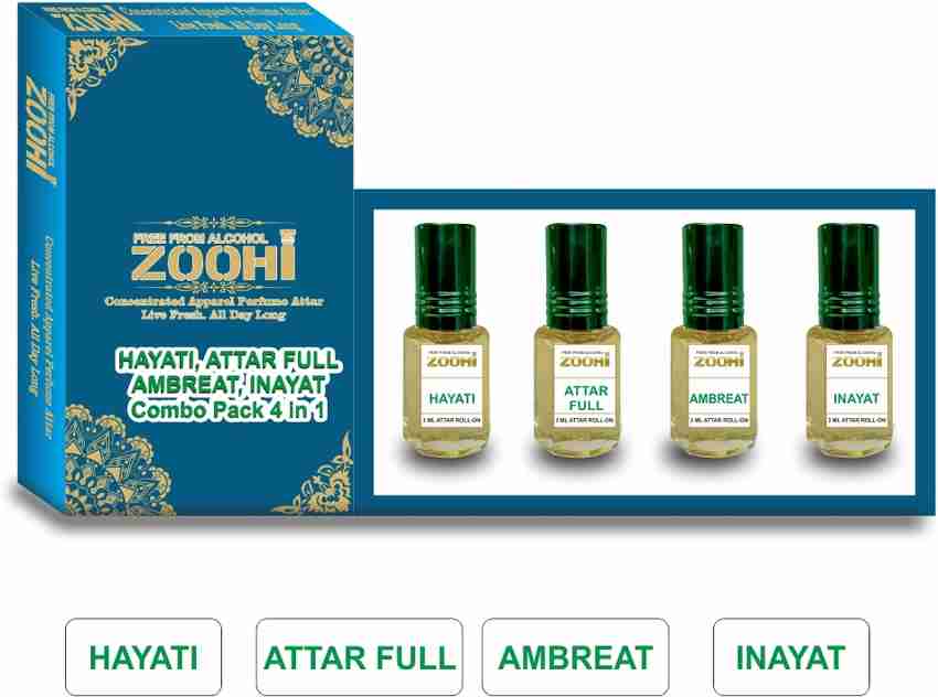 ZOOHI Perfume Attar Combo Gift Pack For Unisex Non Alcoholic 4 in