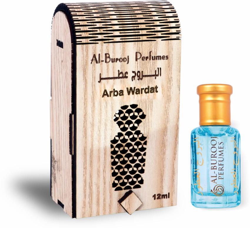 AL BUROOJ PERFUMES Arba Wardat 12 Ml Attar WIth Wooden Box Long