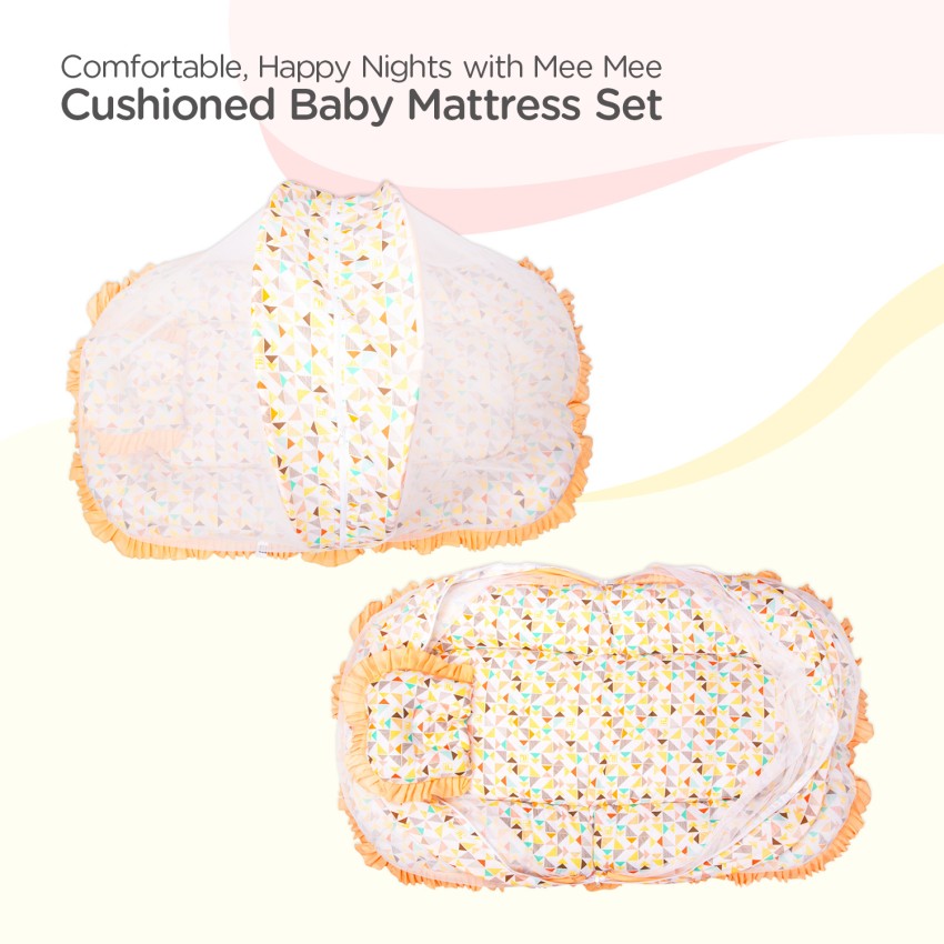 MeeMee Mee Mee Cushioned Baby Bedding set Mosquito net with Zip Closer and Neck Pillow Mattress Set Na Price in India Buy MeeMee Mee Mee Cushioned Baby Bedding set Mosquito net