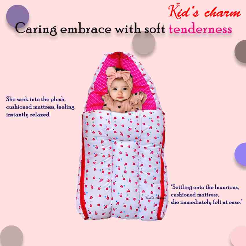 Kid s Charm Kid s Charm 3 in 1 Baby s Cotton Bed Cum Carry Bed Printed Baby Sleeping Bag Baby Bed Infant Portable Bassinet Nest for Co Sleeping Unisex Baby Bedding for New Born 0 8 Months Old Little