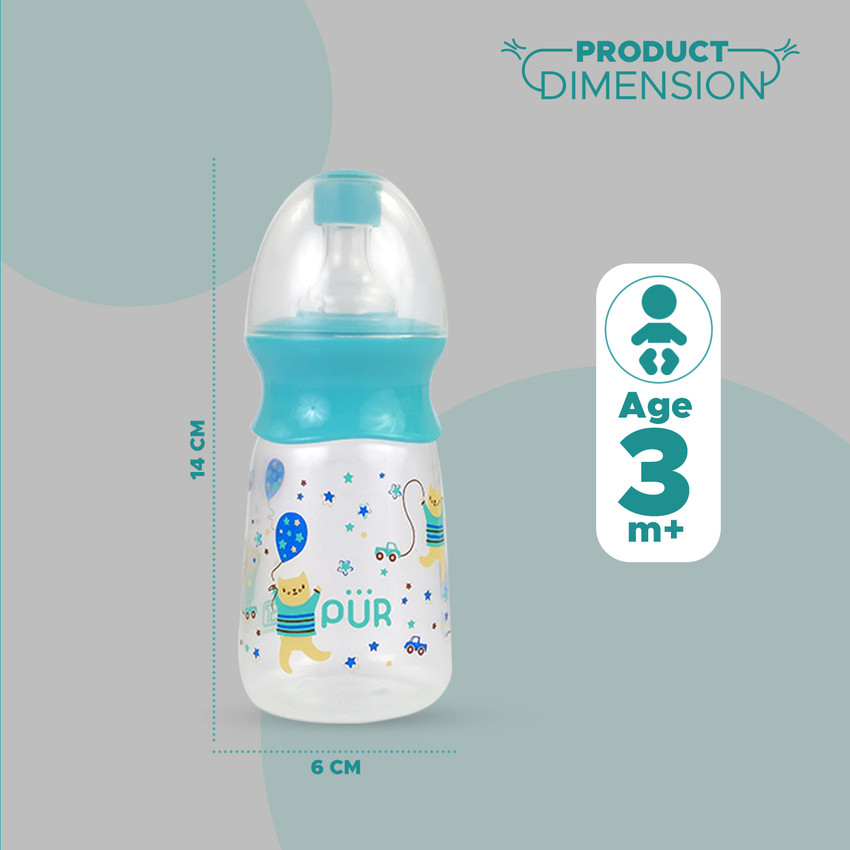PUR Feeding Bottle for Baby Anti Colic Slim Neck 100 BPA Free