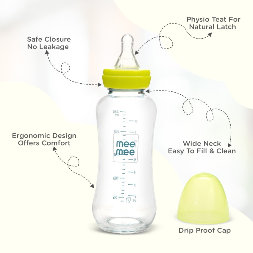 Mee mee premium glass best sale feeding bottle