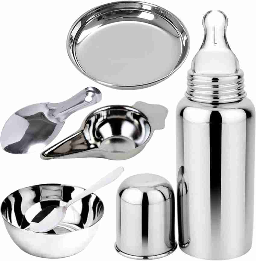 New Born Babies Set Stainless Steel Baby Feeding Bottle 200 ml