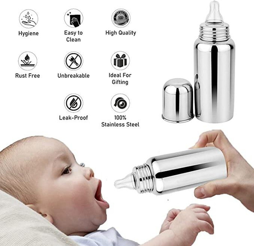 MISSIPPI 350 ml 304 Grade New Born Baby Feeding Bottle with 2