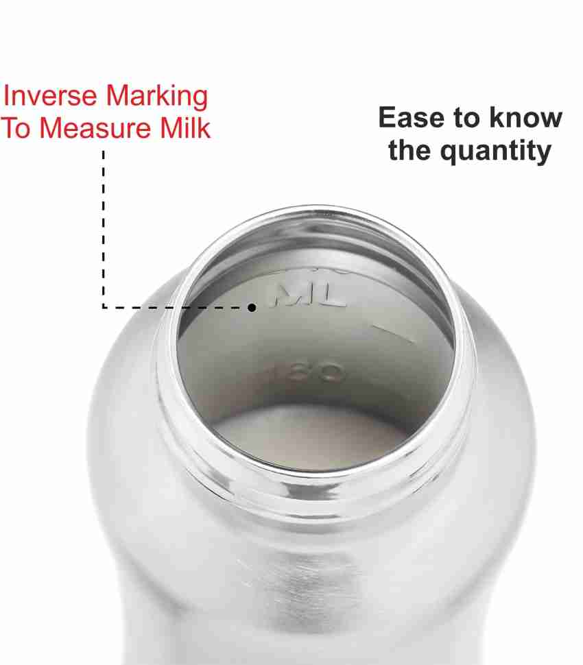 Stainless Steel Baby Feeding Bottle with Internal ML Marking, Silicon Grip  240ml