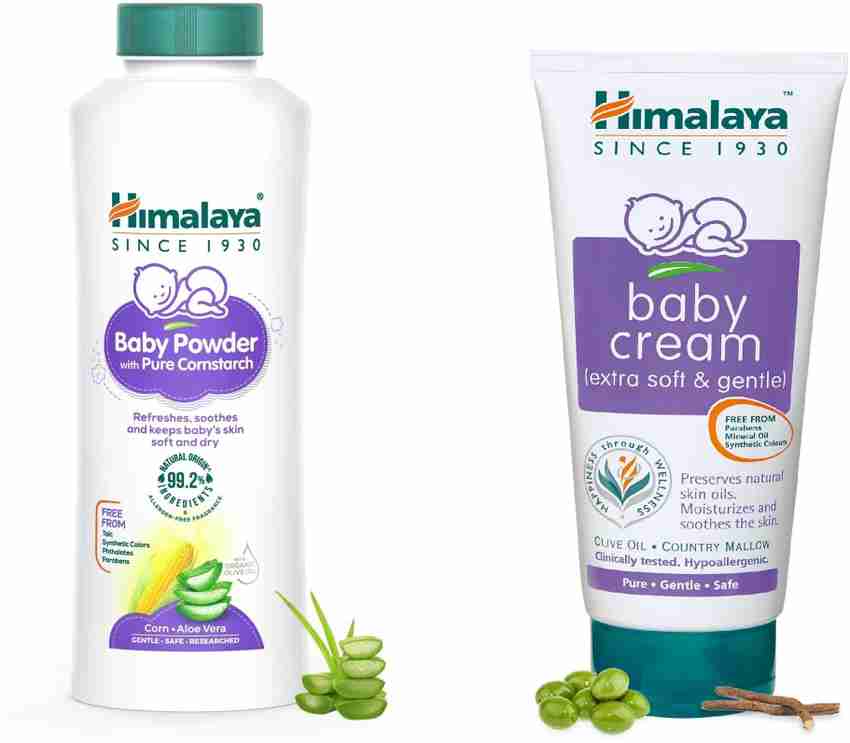 HIMALAYA Baby Powder with Pure Cornstarch 100g Baby Cream 100g
