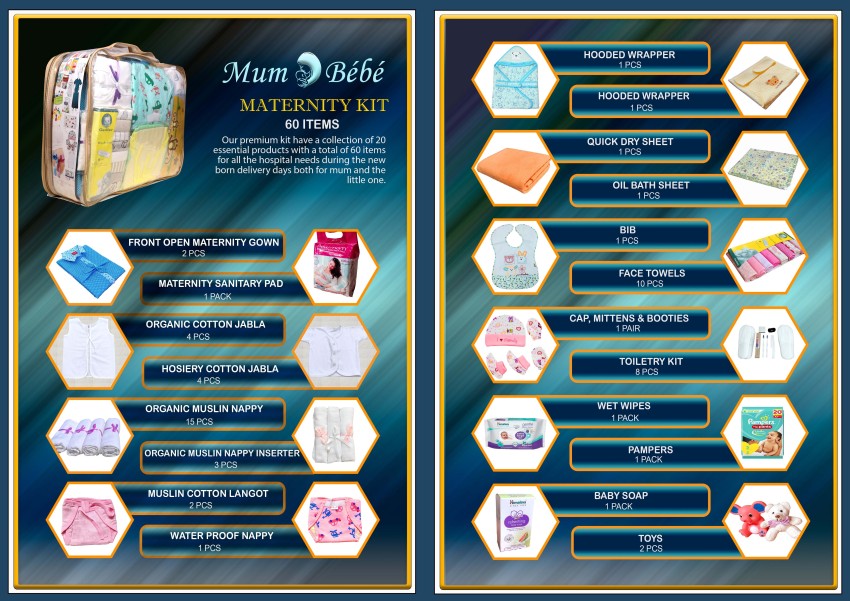 mum n bebe Maternity Kit with 60 items 