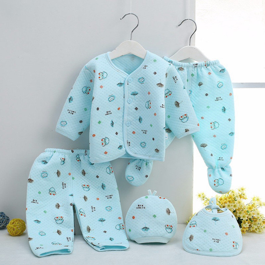 PIKIPOO Presents New Born Baby Winter Wear Keep warm Cartoon Printing Clothe Sets Cotton