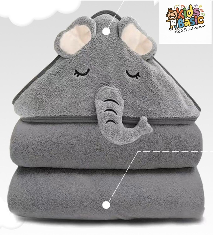 KIDS BASIC Ultra Soft Baby Towel with Hood Organic Cotton Baby Wrapper Cum Baby Bath Towel Buy Baby Care Combo in India Flipkart