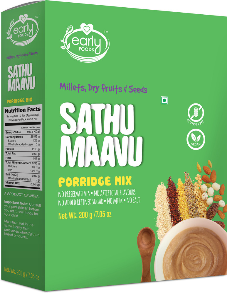 Early Foods Organic Sattu Maavu Multi grain Porridge mix 200g Cereal