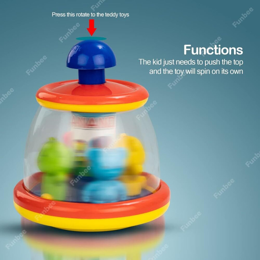LKR Teddy Go Round Push n Spin Toys for Kids with Rattle Sound Toy