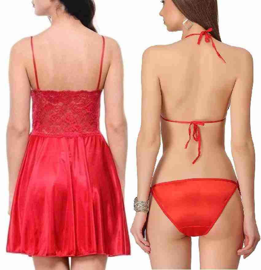 Buy Iyaracollection Women Red Solid Pure Satin Bra And Panty Set