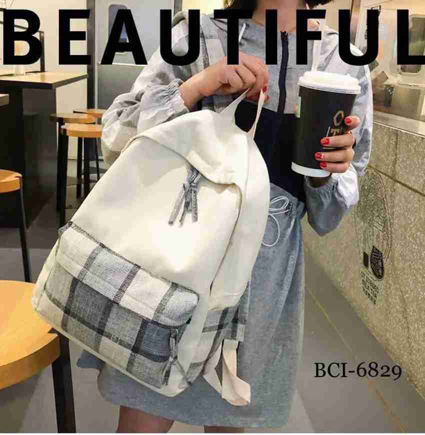 BCInd Backpack For Girls Ladies Fashion Casual Simple Canvas Backpack 15 L Backpack Brown Price in India Flipkart