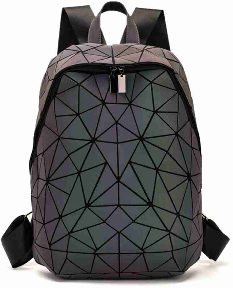 REDHORNS For Men and Women Geometric Holographic Luminous Bag For Travel Office School 5 L Backpack Purple Black Price in India Flipkart