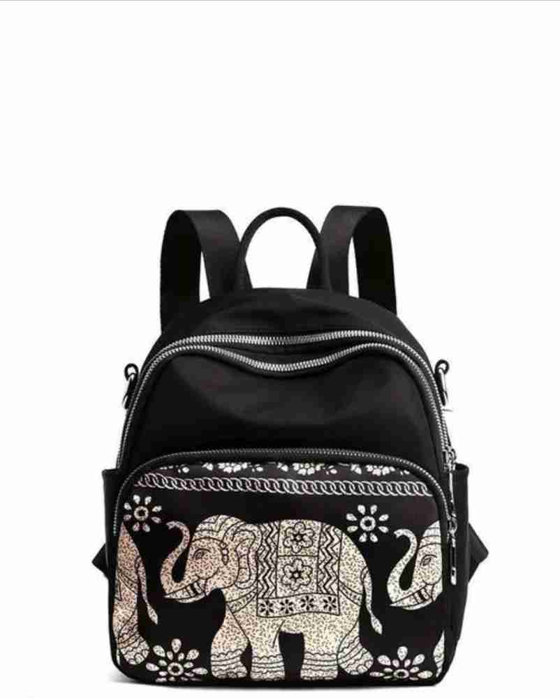 NEWNOVO Small Elephant Print Mini Backpack For Womens Travel Shoulder Bags For Womens 5 L Backpack Black Price in India Flipkart