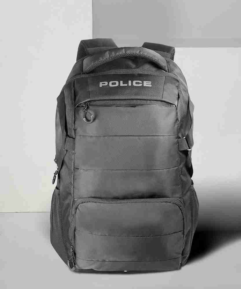 Police polyester 30 ltr black laptop backpack hot sale