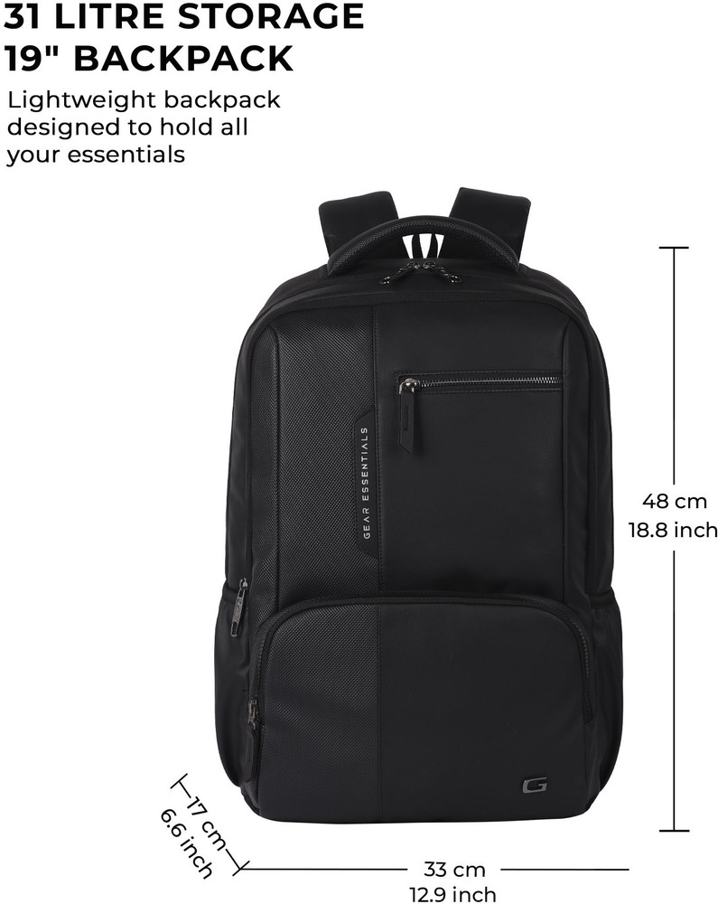 Gear Vintage 2 Anti Theft Faux Leather 31 L Laptop Backpack Pitch Black Black Price in India Flipkart