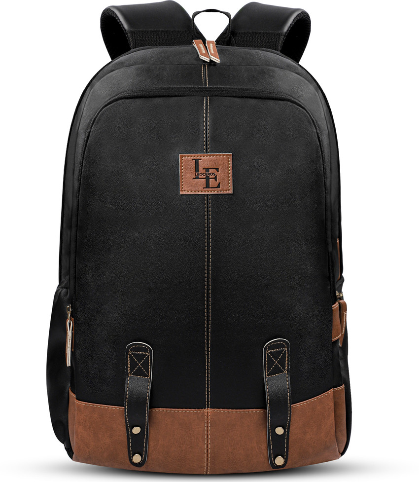 LEOCEROS Laptop Bags for Mens Casual Anti Theft Faux Leather Backpack 20 L Backpack Black Price in India Flipkart