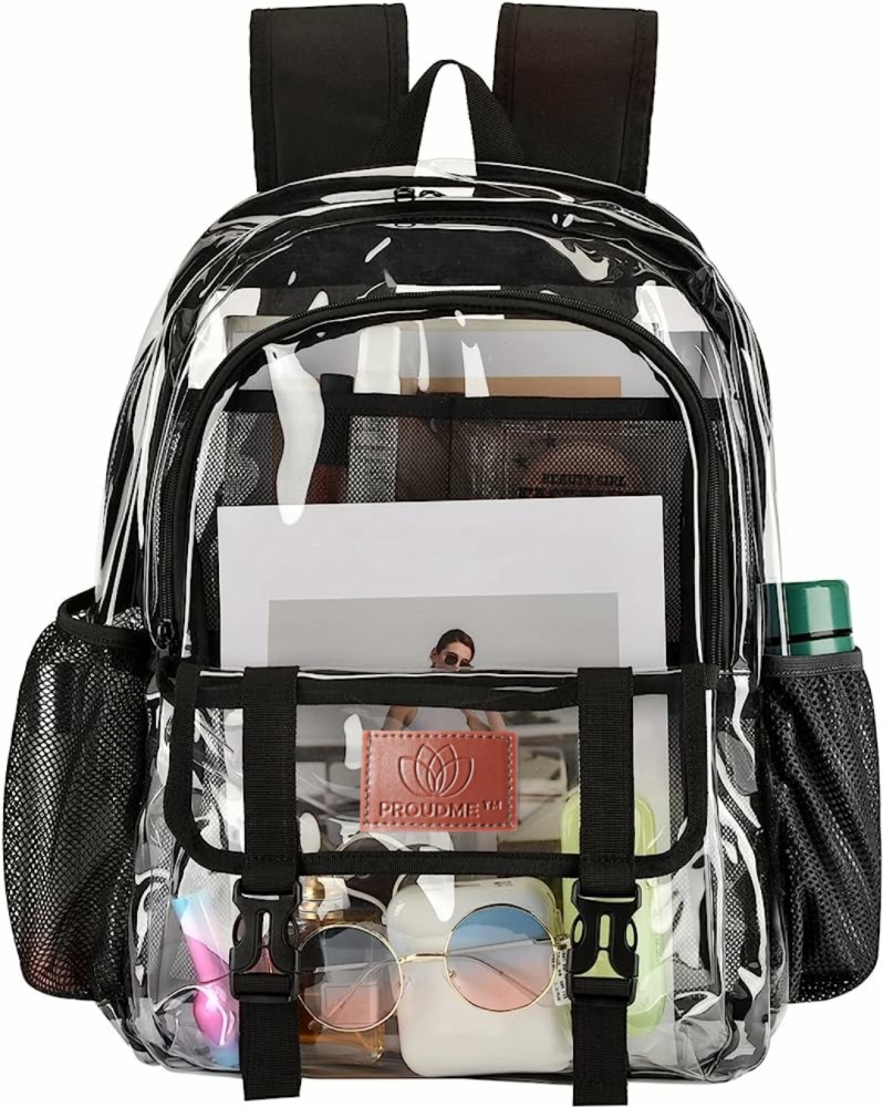 PROUDME Large Clear Bag Transparent Backpack Trendy Girls School Bag 15 L Backpack BLACK Price in India Flipkart