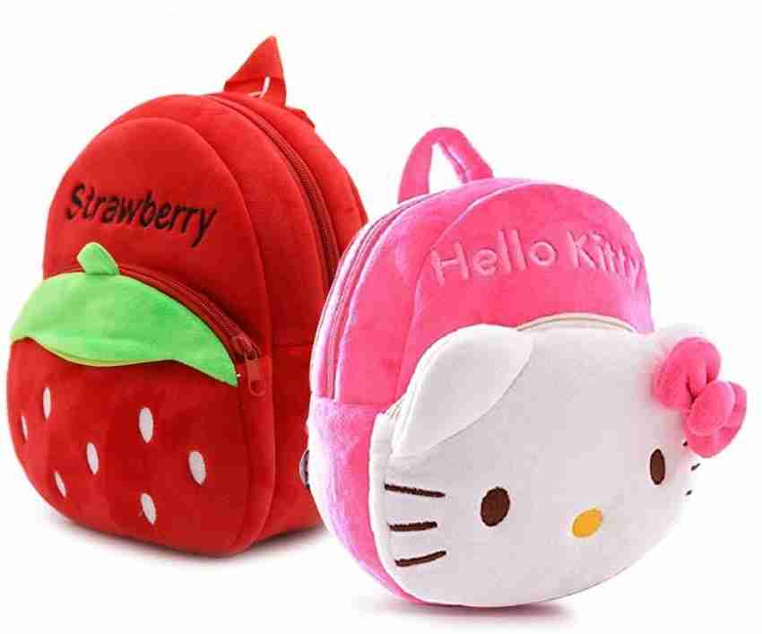 KIDSAC Kid School Bag Strawberry Hello Kitty Cartoon Velvet Soft Plush Bag Nursery 5 11 L Backpack Multicolor Price in India Flipkart