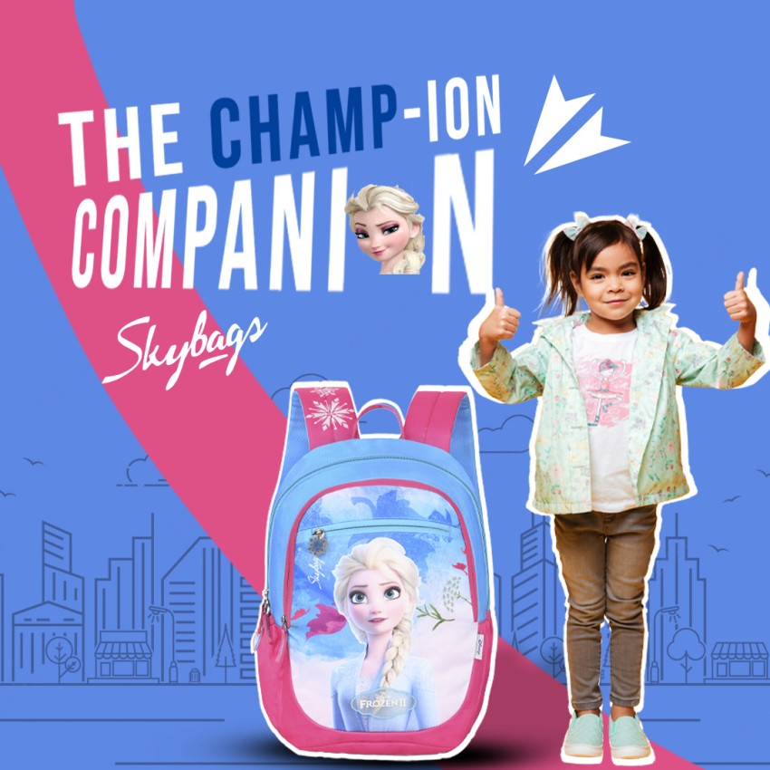 SKYBAGS ELSA CHAMP 02 SCHOOL BP BLUE AND PINK 18 L Backpack Blue and Pink Price in India Flipkart