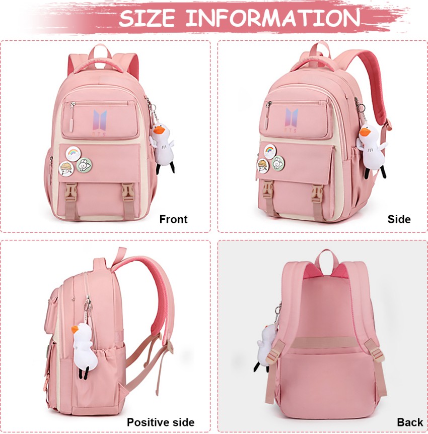 PALAY BTS School Backpack Kpop Theme BTS Bangtan Girls Students Laptop  Backpack 2 L Backpack Pink - Price in India