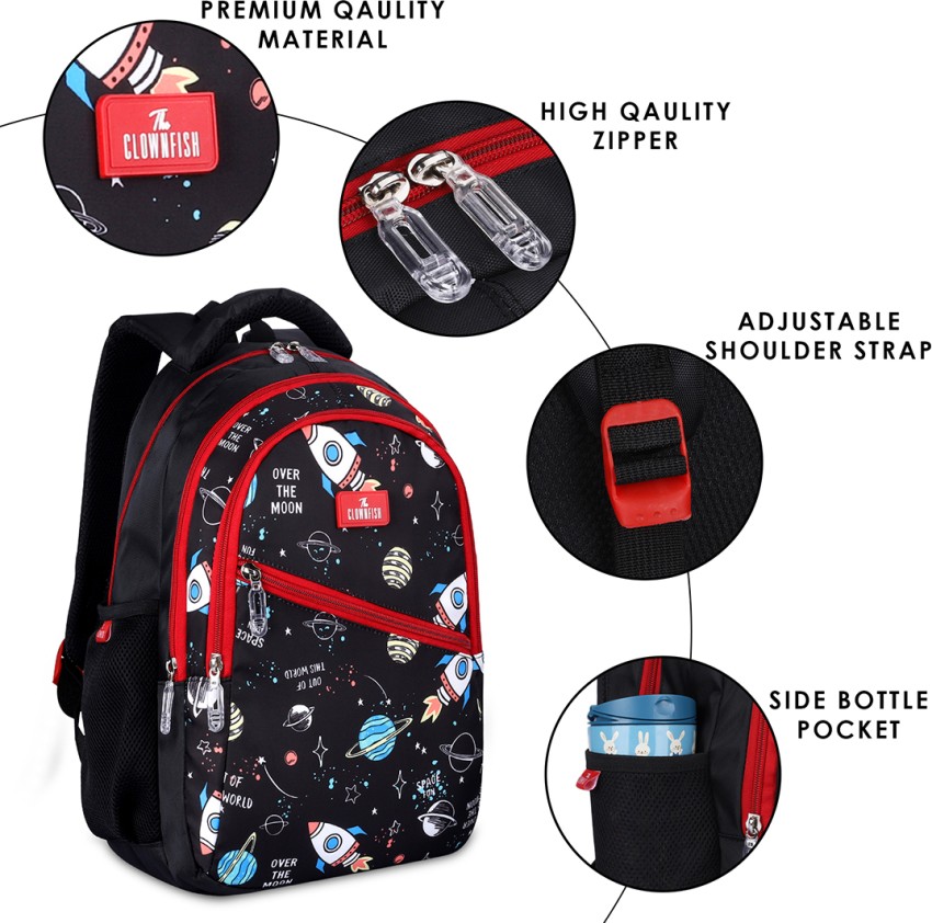 The CLOWNFISH Brainbox 30 L School Backpack with Staionery Pouch Boys &  Girls (Black) 30 L Backpack Brainbox Jet Black - Price in India