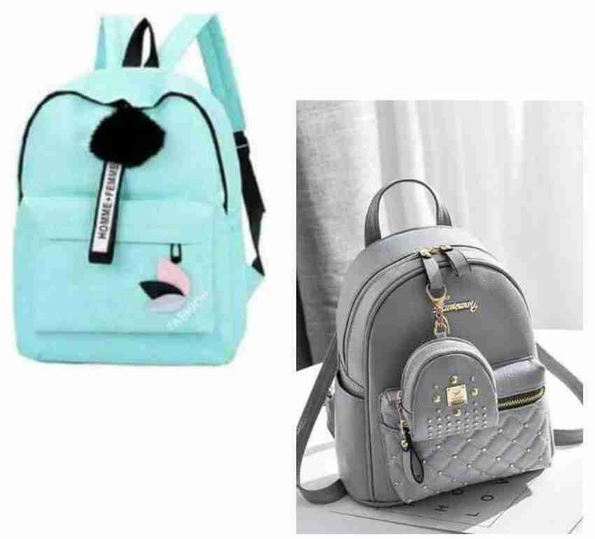 ARK FASHION bags for girls combo backpack 18 L Backpack green grey